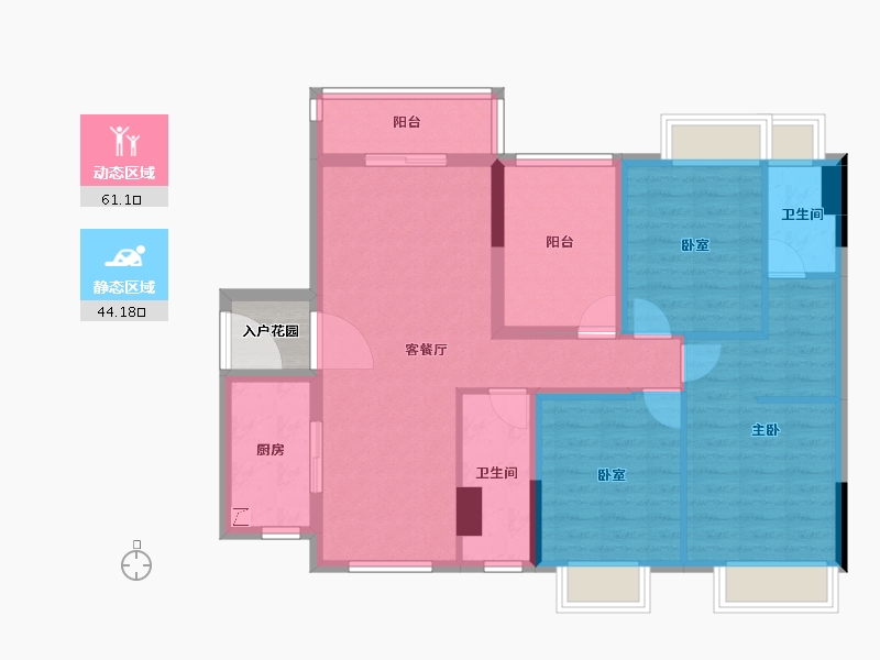 广东省-佛山市-花曼沁园-95.89-户型库-动静分区