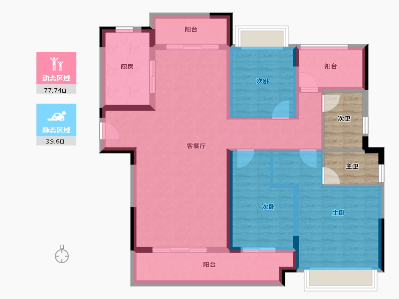 湖南省-长沙市-时代建发和著-113.61-户型库-动静分区