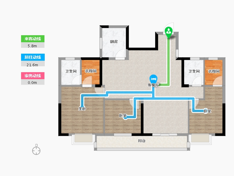 湖北省-武汉市-百步亭和谐里-126.41-户型库-动静线