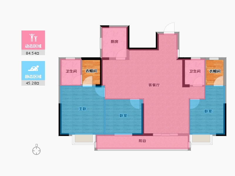 湖北省-武汉市-百步亭和谐里-126.41-户型库-动静分区