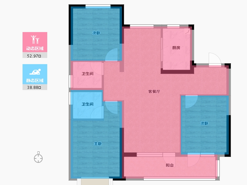 河北省-石家庄市-东原启城-81.67-户型库-动静分区