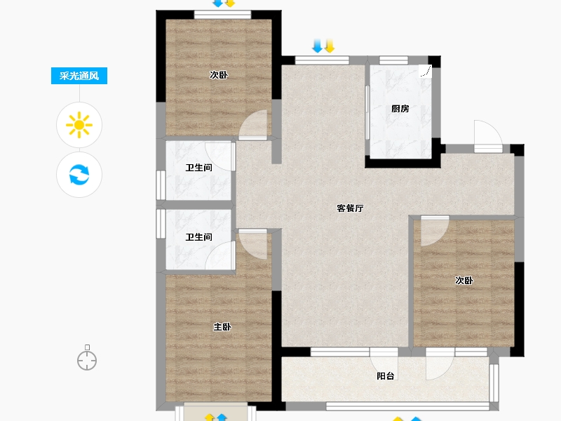 河北省-石家庄市-东原启城-81.67-户型库-采光通风