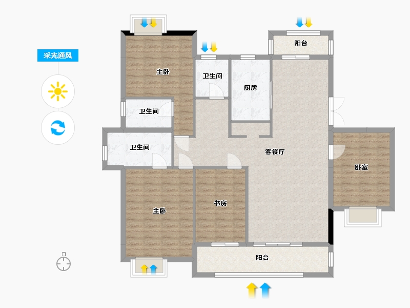 湖北省-武汉市-保利城四期-150.00-户型库-采光通风