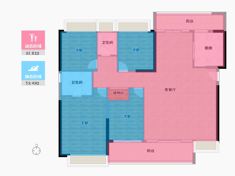 广东省-珠海市-九洲(保利天和）-139.68-户型库-动静分区