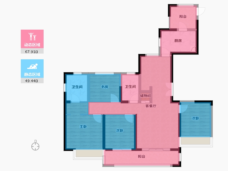 浙江省-温州市-万科·云著-103.32-户型库-动静分区