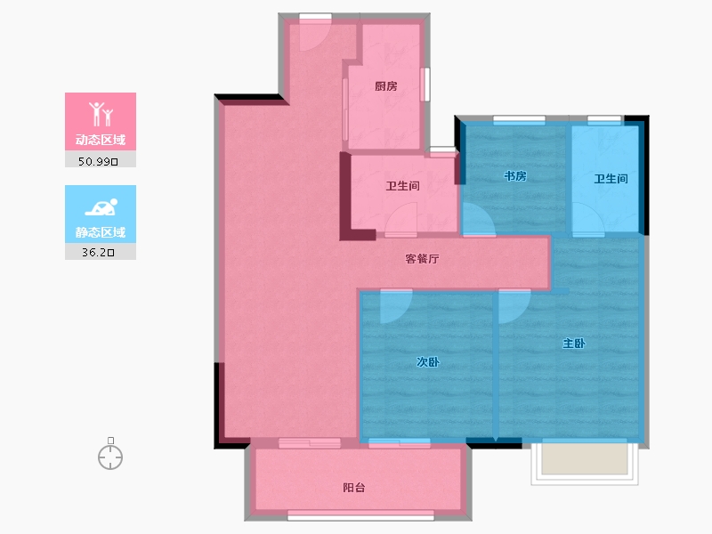 湖北省-武汉市-帝大御璟城-78.40-户型库-动静分区