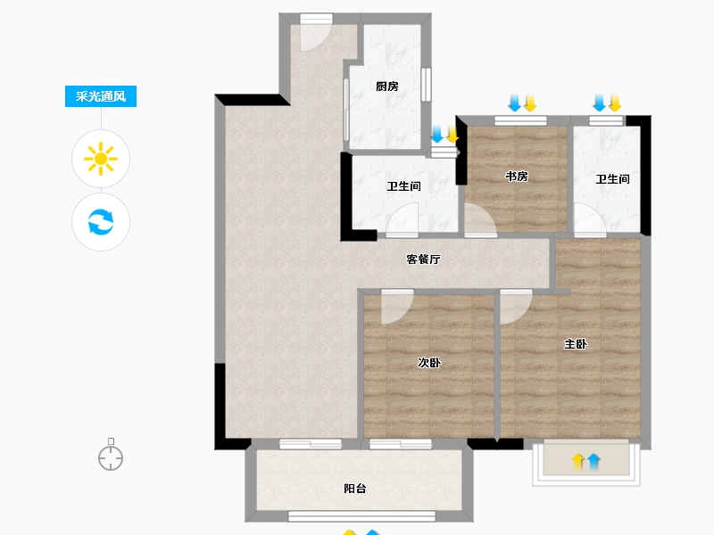 湖北省-武汉市-帝大御璟城-78.40-户型库-采光通风