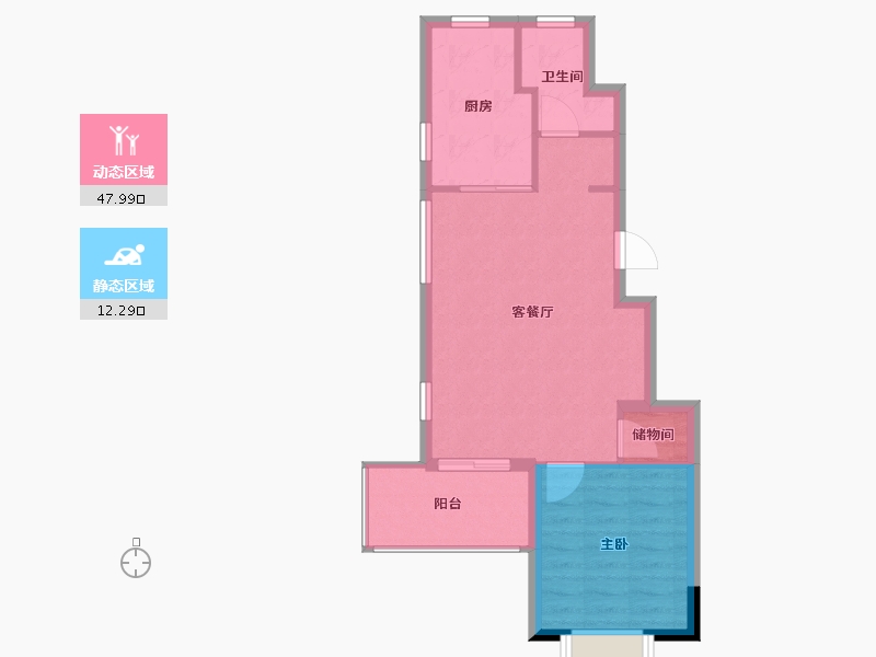 浙江省-宁波市-欢乐滨海-54.39-户型库-动静分区