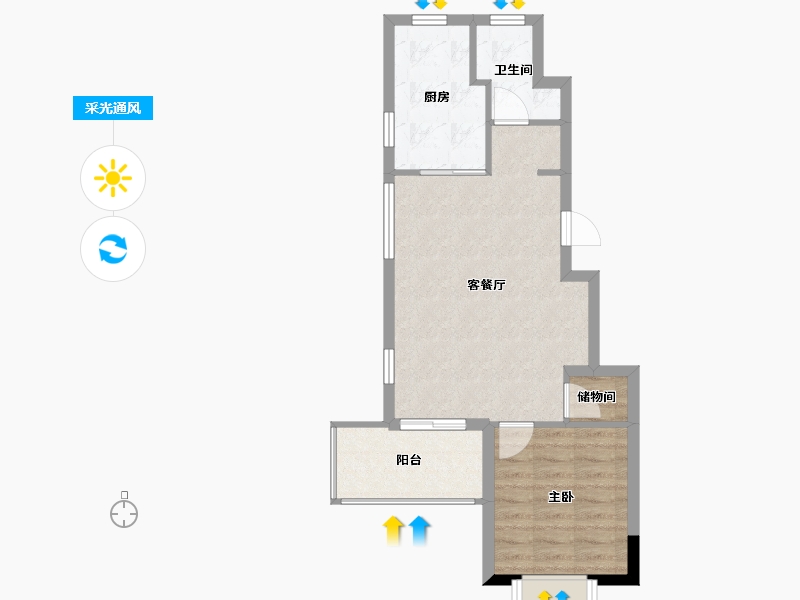 浙江省-宁波市-欢乐滨海-54.39-户型库-采光通风