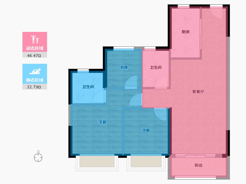 天津-天津市-大华·锦绣华城-71.26-户型库-动静分区