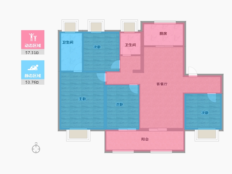 江苏省-苏州市-星辰四季-100.00-户型库-动静分区