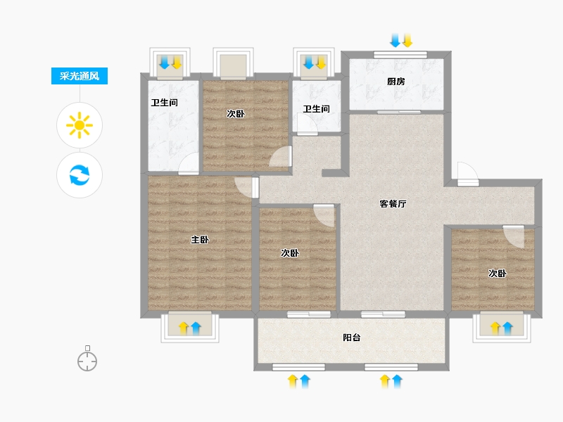 江苏省-苏州市-星辰四季-100.00-户型库-采光通风