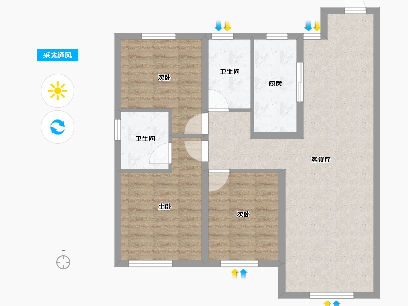 辽宁省-沈阳市-中海城·和颂-80.91-户型库-采光通风