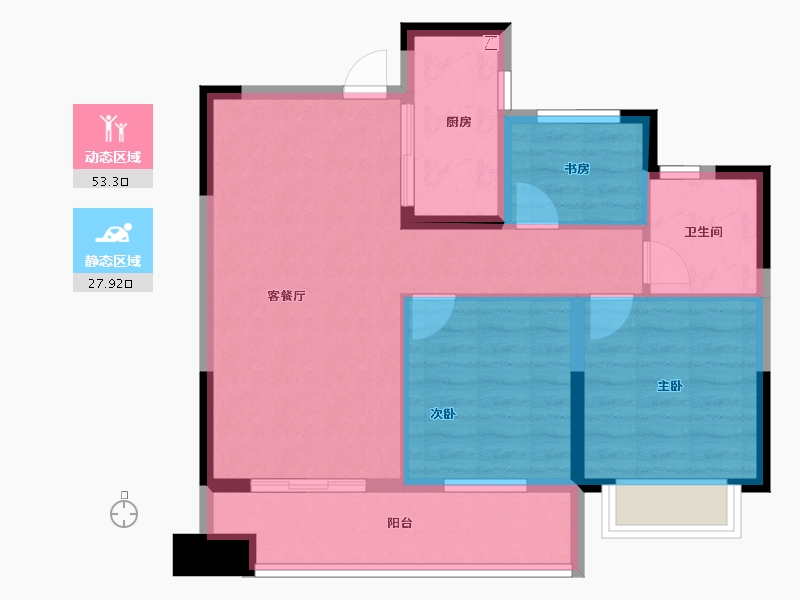 浙江省-宁波市-海湾新城-72.04-户型库-动静分区