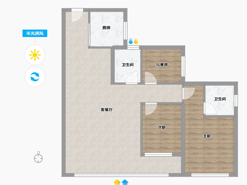 福建省-厦门市-中海国贸上城-88.00-户型库-采光通风