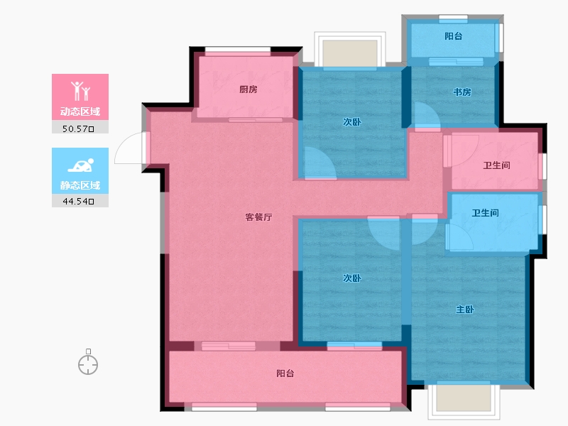 江苏省-苏州市-中南春风南岸花园-84.01-户型库-动静分区