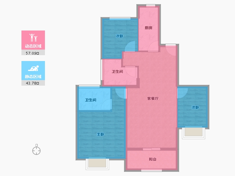 江苏省-苏州市-苏州恒大珺睿庭​-90.62-户型库-动静分区