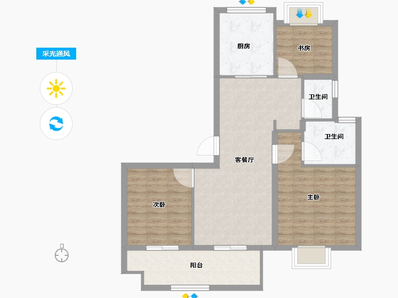 江苏省-苏州市-星辰四季-81.60-户型库-采光通风