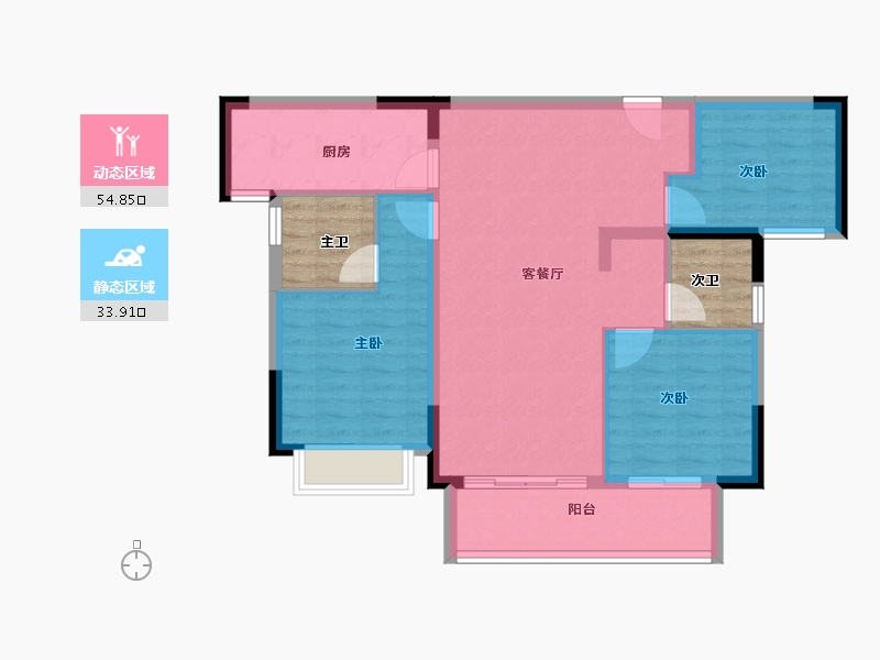 湖南省-长沙市-龙湖·翠湖壹号-87.20-户型库-动静分区