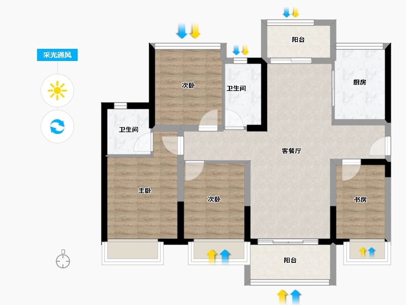 广东省-东莞市-保利招商锦上-88.78-户型库-采光通风