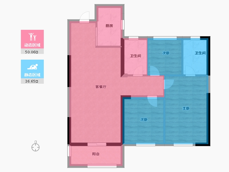 湖北省-武汉市-盘龙正荣府-77.60-户型库-动静分区