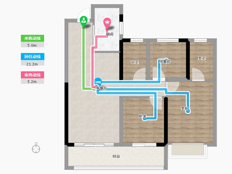 湖南省-长沙市-阳光城·联利·悦澜府-82.40-户型库-动静线