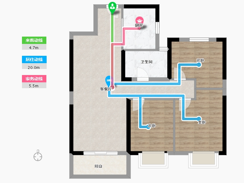 湖南省-长沙市-长沙融创城-76.80-户型库-动静线