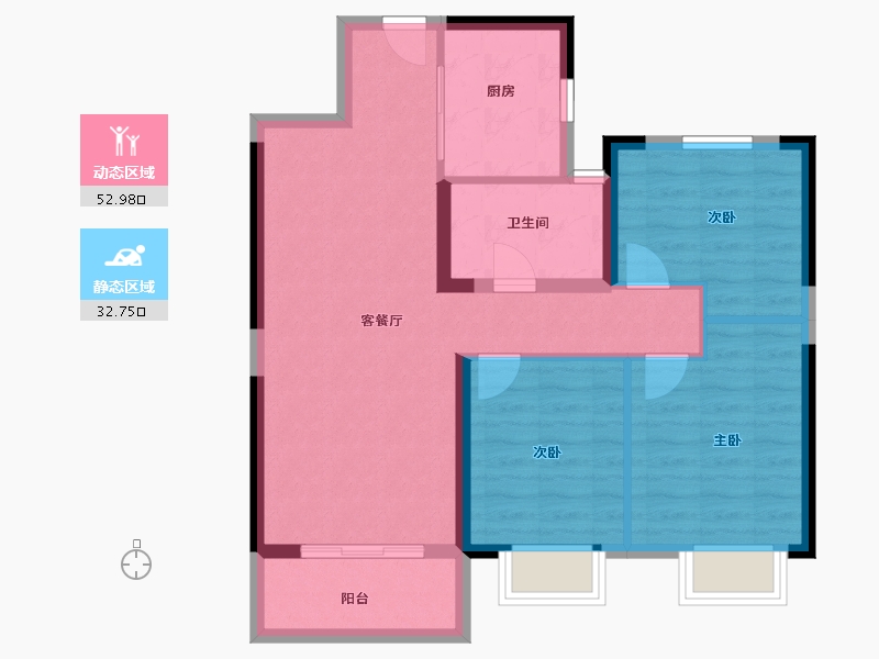 湖南省-长沙市-长沙融创城-76.80-户型库-动静分区