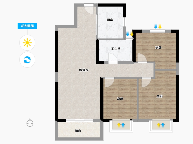 湖南省-长沙市-长沙融创城-76.80-户型库-采光通风