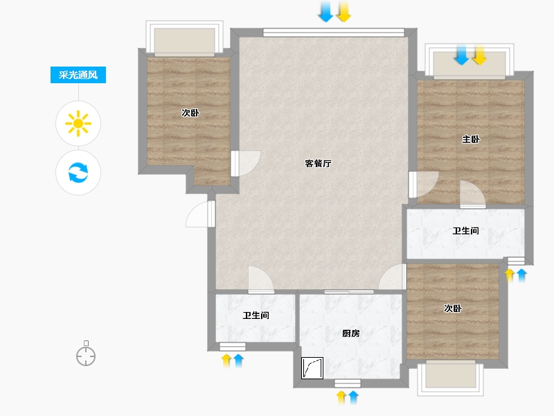 江苏省-无锡市-万科时代都会-109.21-户型库-采光通风