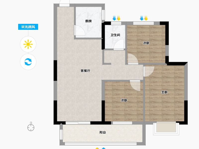 湖北省-武汉市-汉津阳光城-81.29-户型库-采光通风