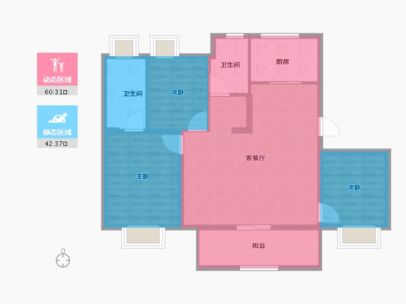 江苏省-苏州市-星辰四季-92.80-户型库-动静分区