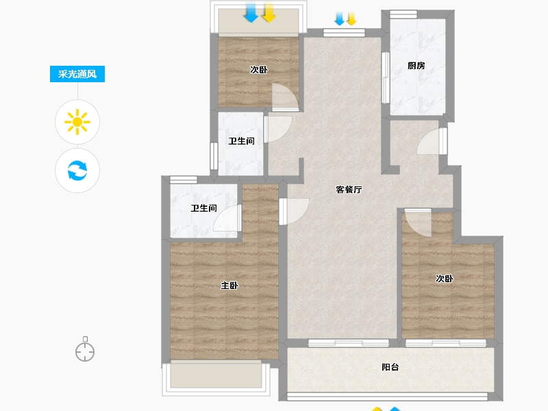 江苏省-苏州市-阅湖山雅苑-81.00-户型库-采光通风