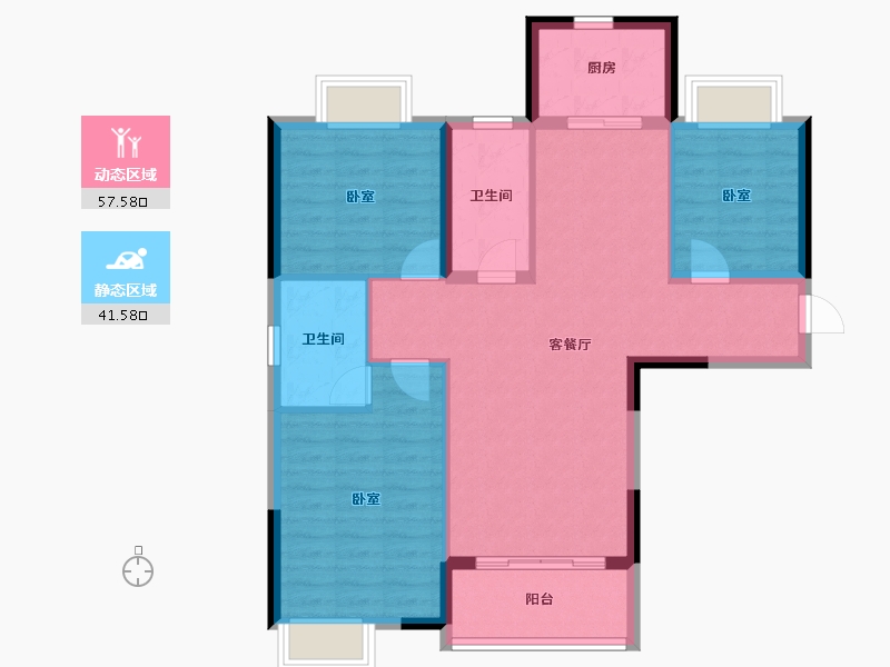 湖北省-武汉市-帝大御璟城-89.60-户型库-动静分区