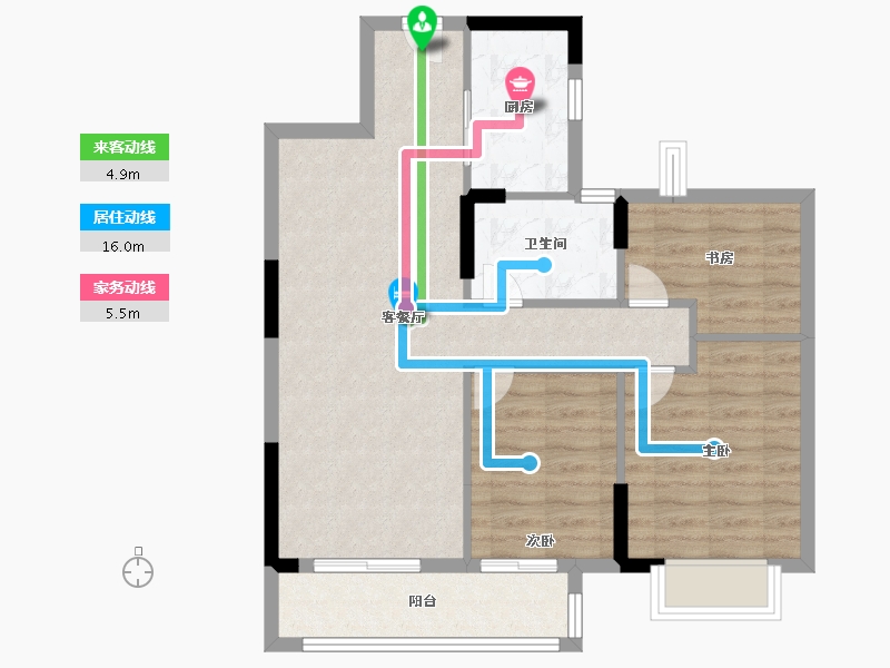 湖北省-武汉市-帝大御璟城-74.40-户型库-动静线