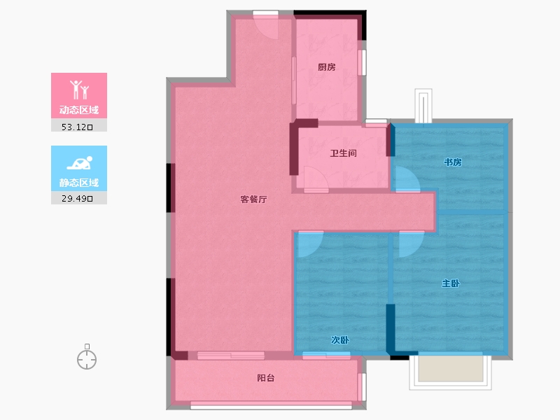 湖北省-武汉市-帝大御璟城-74.40-户型库-动静分区