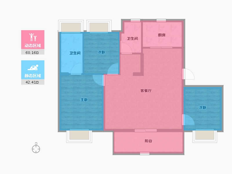 江苏省-苏州市-星辰四季-92.80-户型库-动静分区