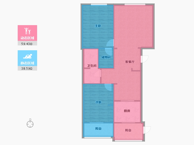 辽宁省-大连市-五四华庭-85.17-户型库-动静分区