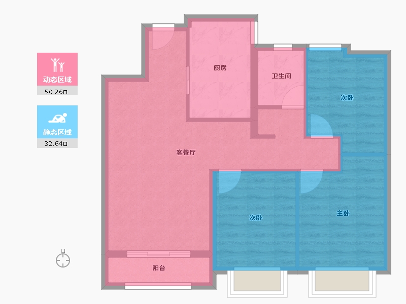 天津-天津市-绿地新里天澜-74.40-户型库-动静分区