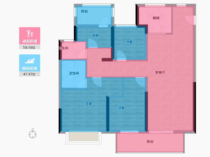 浙江省-宁波市-荣安·艺尚湾-94.40-户型库-动静分区