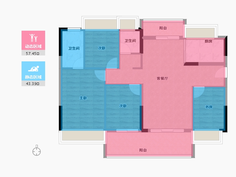 广东省-东莞市-壹品松湖-90.76-户型库-动静分区