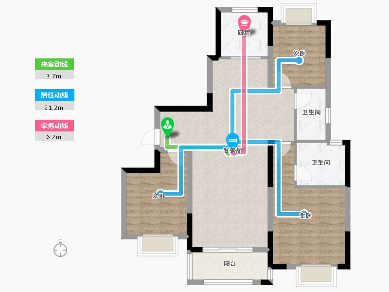 湖北省-武汉市-汉津阳光城-90.45-户型库-动静线