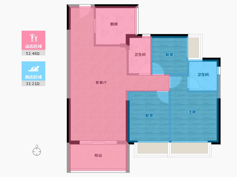 广东省-东莞市-碧桂园云樾半岛-77.12-户型库-动静分区