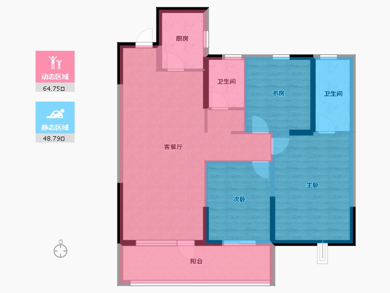 湖北省-武汉市-汉津阳光城-102.40-户型库-动静分区