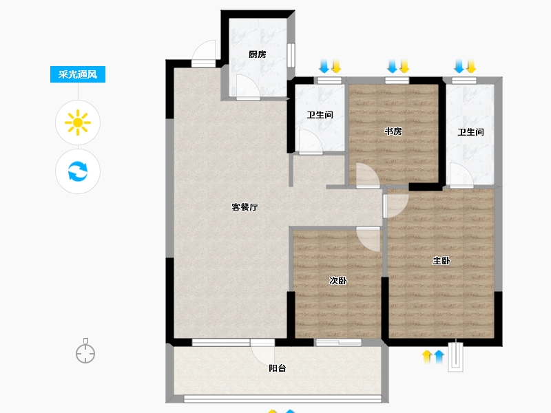 湖北省-武汉市-汉津阳光城-102.40-户型库-采光通风