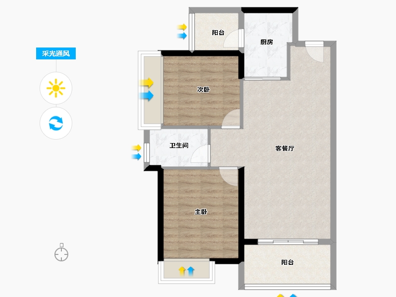 广东省-珠海市-九洲(保利天和）-72.67-户型库-采光通风