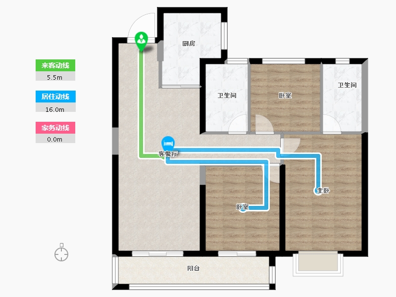 湖北省-武汉市-龙湖揽境-96.48-户型库-动静线