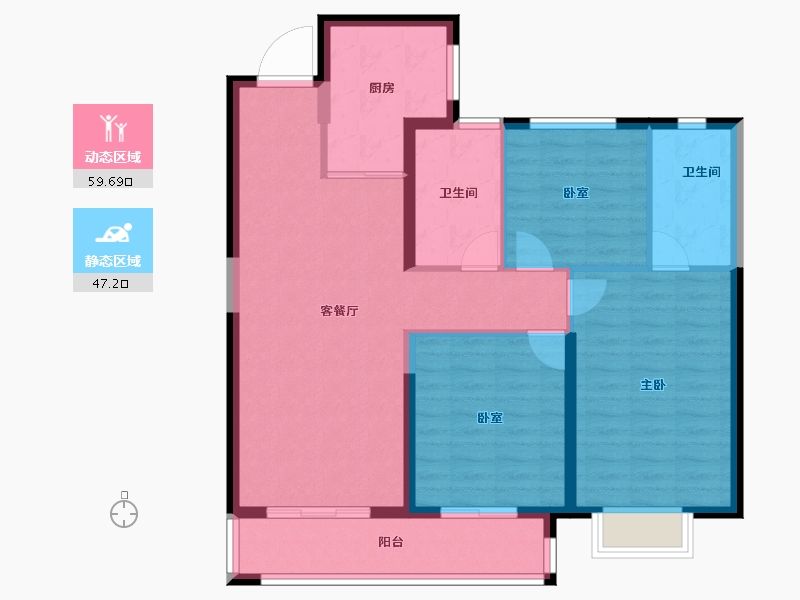 湖北省-武汉市-龙湖揽境-96.48-户型库-动静分区