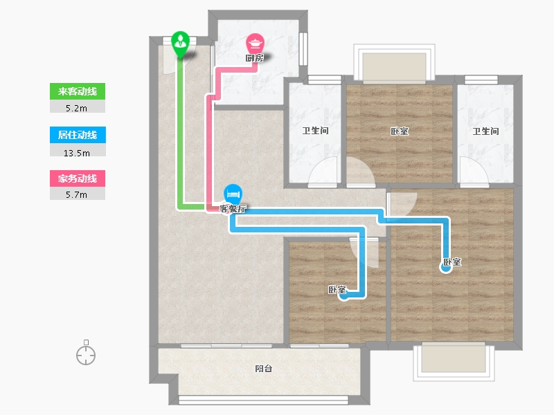 湖北省-武汉市-佳兆业滨江新城-77.48-户型库-动静线