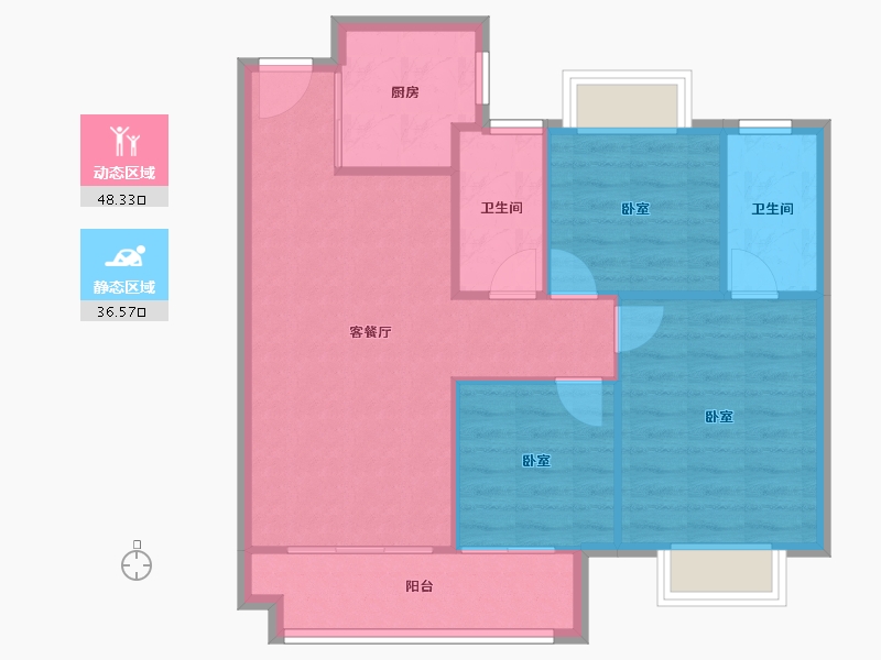 湖北省-武汉市-佳兆业滨江新城-77.48-户型库-动静分区